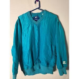 Vintage Starter Blue V-neck Windbreaker Pullover Jacket w/ Pocket Size Large